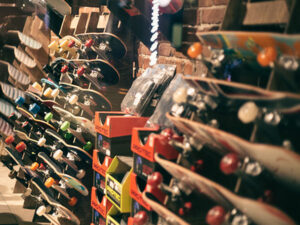 A range of skateboards