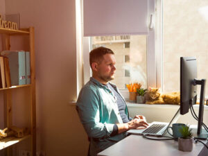 A man working from home
