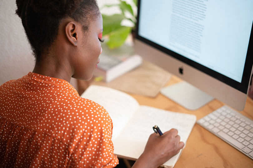 A lady working from home