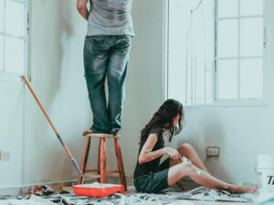 A couple redecorating their house
