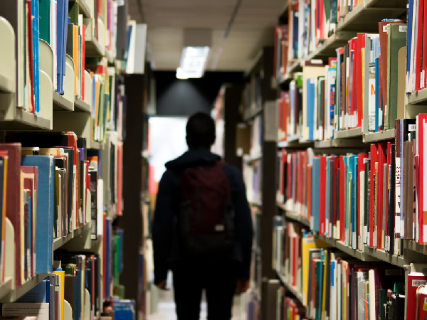 A student in the library