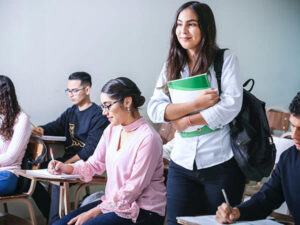 A student attending class